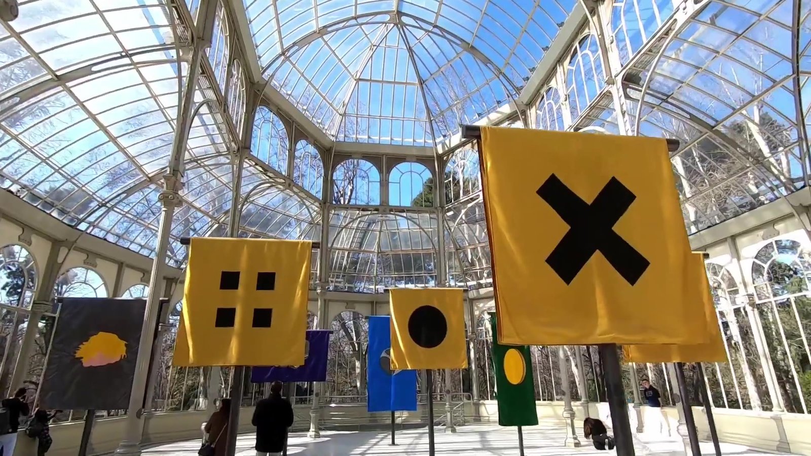 Art installation inside the Crystal Palace in Retiro Park, Madrid