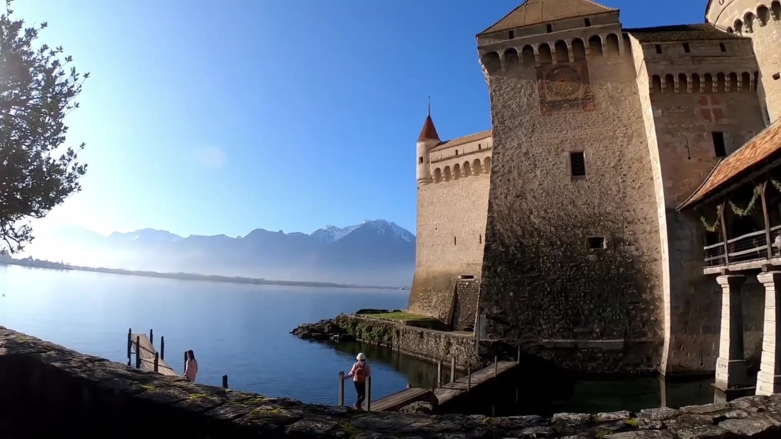 Chillon Castle on the shore of Lake Geneva near Montreux, Switzerland