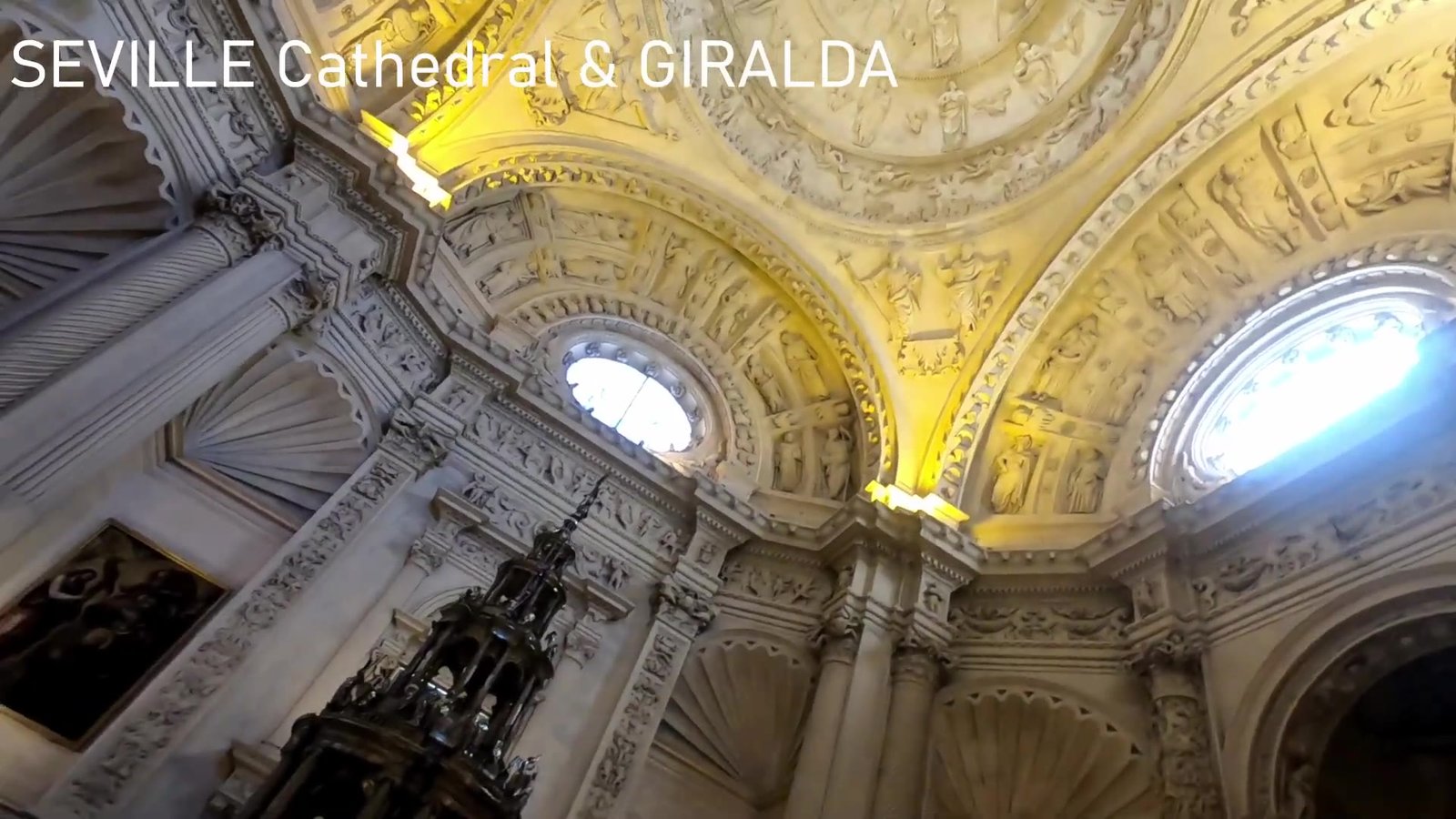 Ornate ceiling inside Seville Cathedral